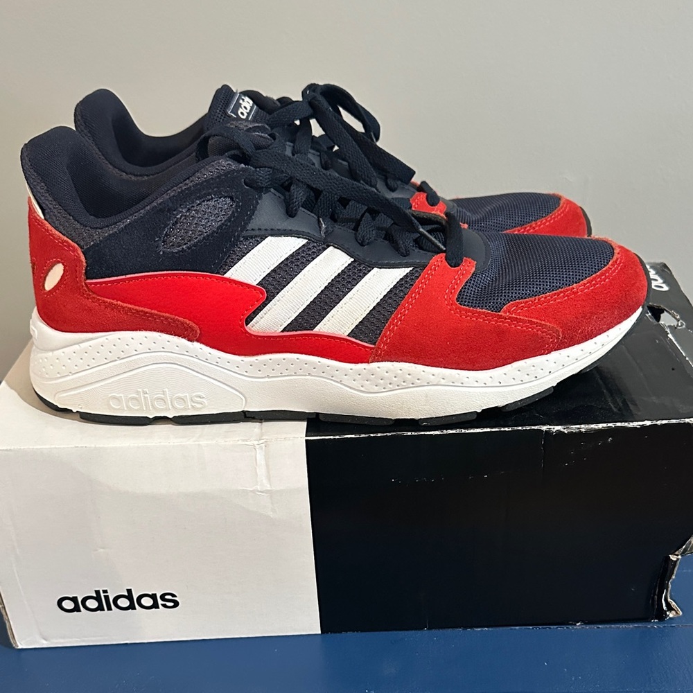 adidas Men’s Navy, Red & White Chaos Running Sneakers